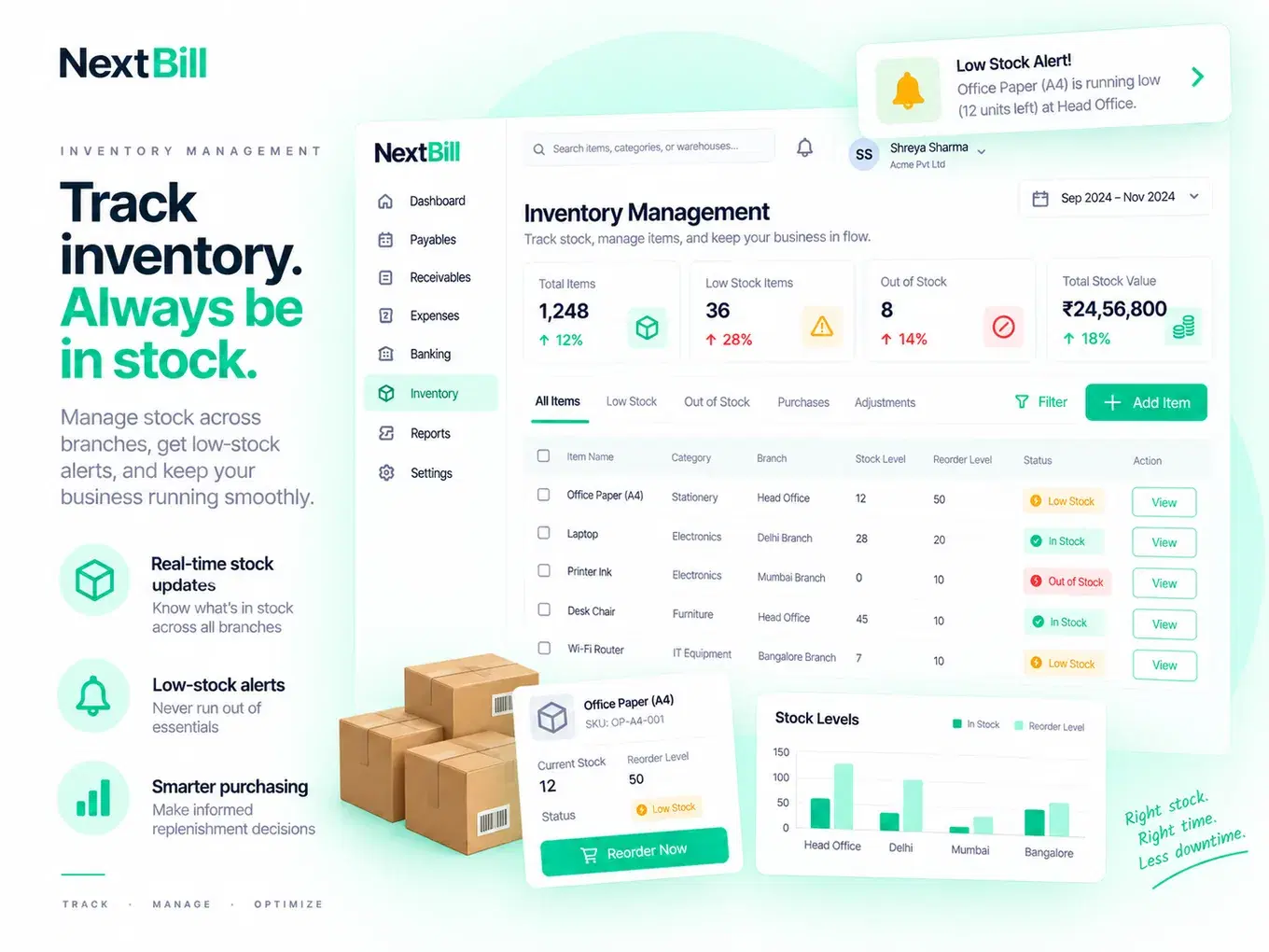 Illustrated manufacturing finance workspace