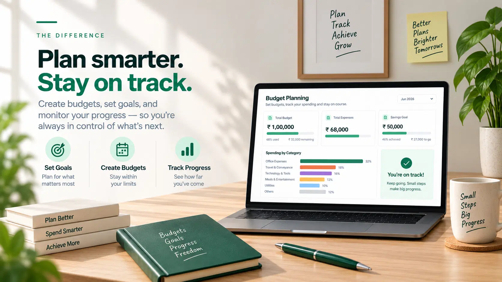 Our Vision: illustrated financial workspace